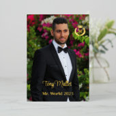 Male Pageantオートグラフカード 箔招待状 (立ち正面)