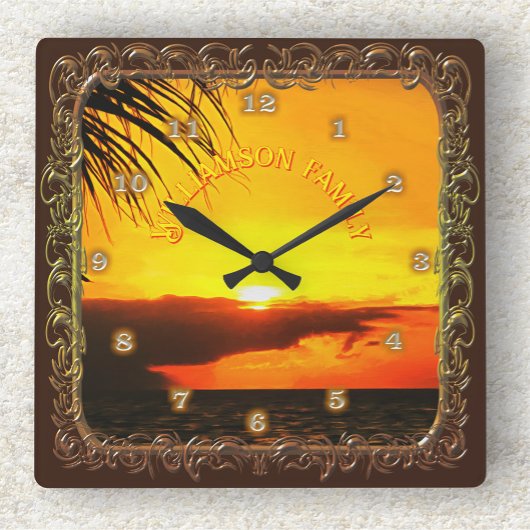 Malecon Sunset 2441 Family スクエア壁時計