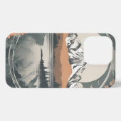 Malerische Berglandschaft vor See in Aquarell iPhoneケース (裏面横)