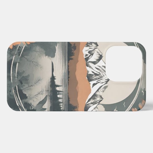 Malerische Berglandschaft vor See in Aquarell iPhoneケース (裏面横)