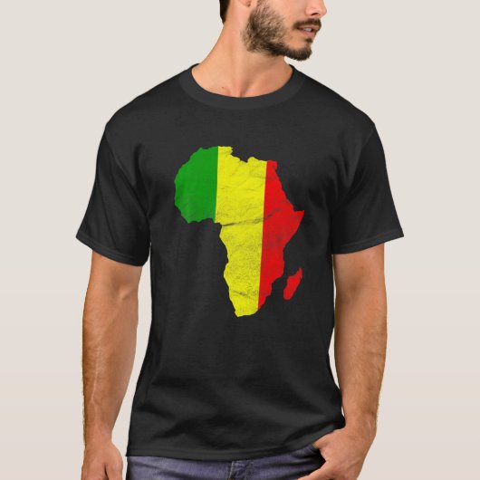 Mali Flag Africa Continent Silhouette Gift for Mal Tシャツ (正面)