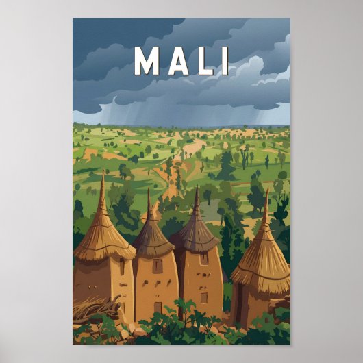 Mali Illustration Travel Art Vintage ポスター (正面)