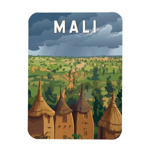Mali Illustration Travel Art Vintage マグネット (縦)