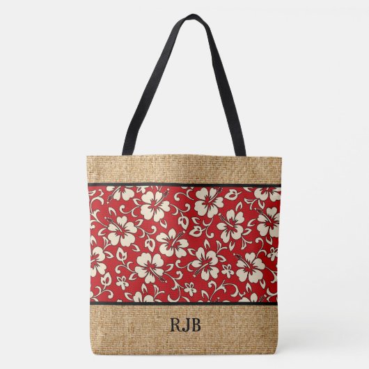 Maliaのハイビスカスのハワイのモノグラムのビーチのバッグ トートバッグ (正面)