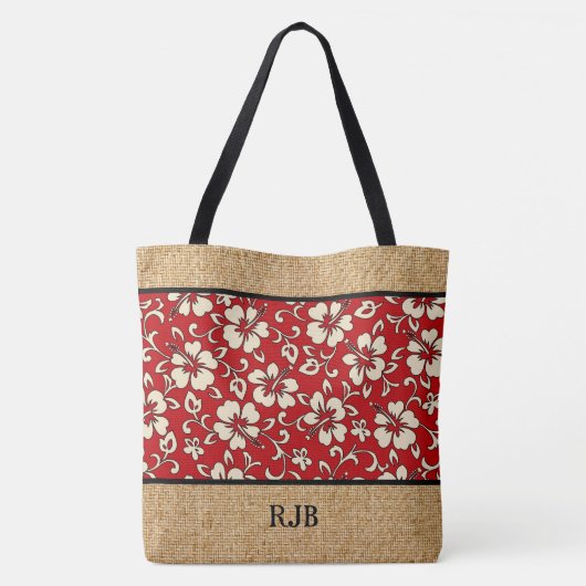 Maliaのハイビスカスのハワイのモノグラムのビーチのバッグ トートバッグ (裏面)