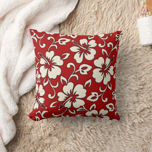 Maliaのハイビスカスのハワイのリバーシブルの正方形の枕 クッション (ブランケット)