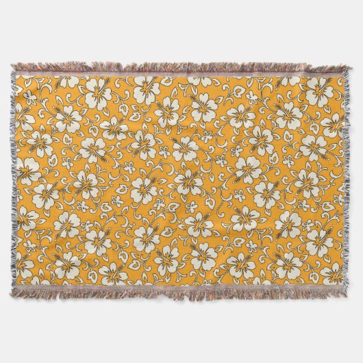 Maliaのハイビスカスのハワイの花のブランケット スローブランケット (正面)