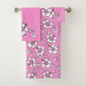 Maliaハワイアンハイビスカスフローラ座標 – ピンク バスタオルセット (インサイチュ)