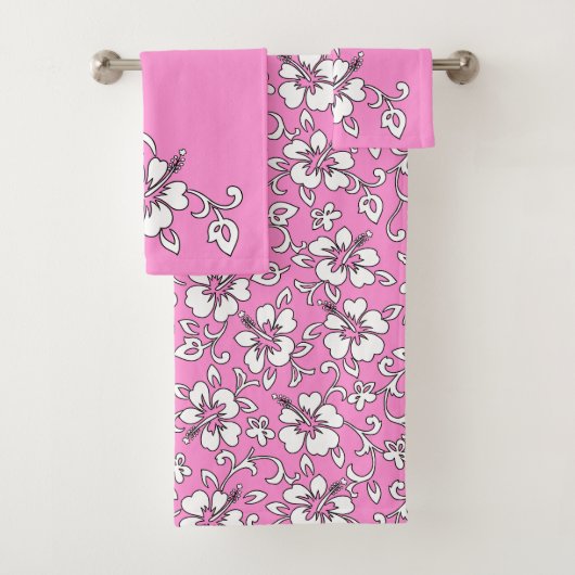 Maliaハワイアンハイビスカスフローラ座標 – ピンク バスタオルセット (インサイチュ)