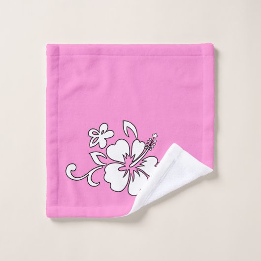 Maliaハワイアンハイビスカスフローラ座標 – ピンク バスタオルセット (ウォッシュタオル)
