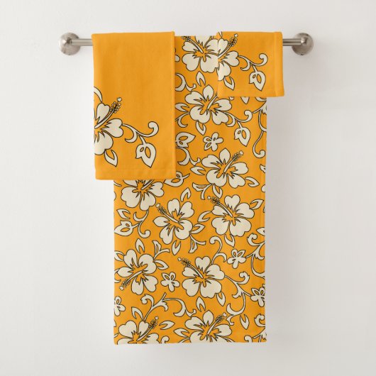 Maliaハワイアンハイビスカスフローラ座標 – 金ゴールド バスタオルセット (インサイチュ)