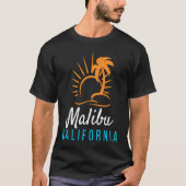 Malibu Beach California Sunset Retro Palm Trees Tシャツ (正面)
