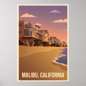 Malibu California Vintage Travel Poster ポスター (正面)