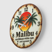 Malibu rum tropical cocktail Caribbean bar coconut ラージ壁時計 (傾斜)