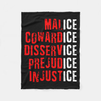 Malice Cowardice Disservice Prejudice Injustice フリースブランケット