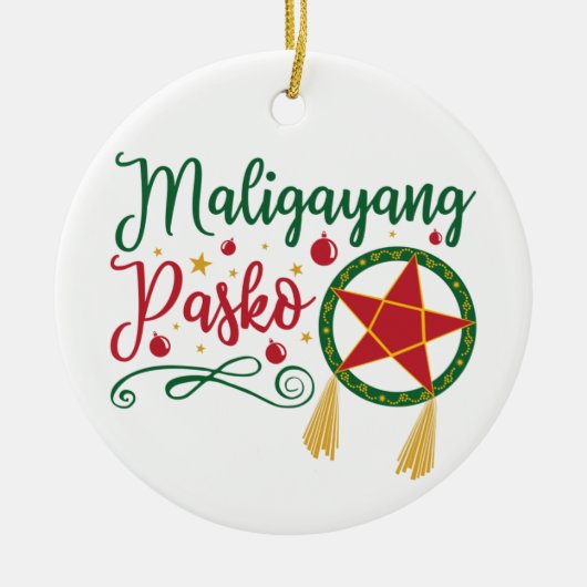 Maligayang Pasko Filipino Christmas Philippines セラミックオーナメント (正面)