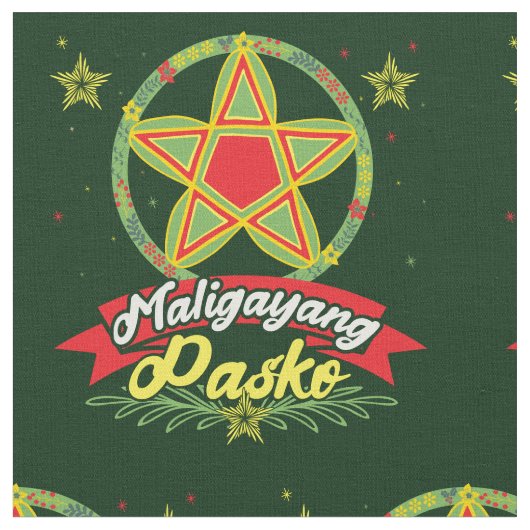 Maligayang Pasko Filipino Christmas Philippines ファブリック (クローズアップ)