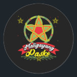 Maligayang Pasko Filipino Christmas Philippines ラウンドシール<br><div class="desc">Maligayang Pasko – フィリピンのメリークリスマスランタン。フィリピン人の伝統に祝対するタガログ語のデザインは、ホリデーシーズン中に家族とルーツを結ぶ。>東南アジアのパロルスターランタンとクリスマスのスノーフレーク・アートの愛とフィリピンのプライド。>カスタマイズ！名前をカスタムする、写真、または文字の追加</div>