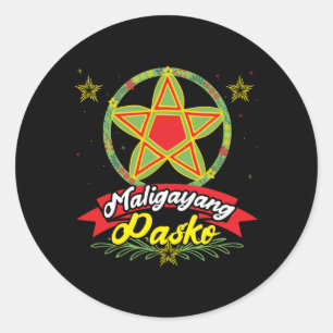 Maligayang Pasko Filipino Christmas Philippines ラウンドシール