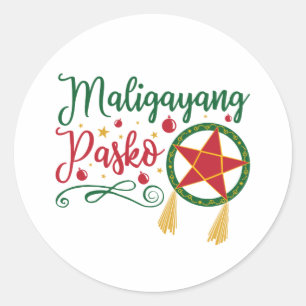 Maligayang Pasko Filipino Christmas Philippines ラウンドシール