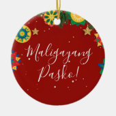 Maligayang Pasko Personalized Filipino Christmas セラミックオーナメント (正面)