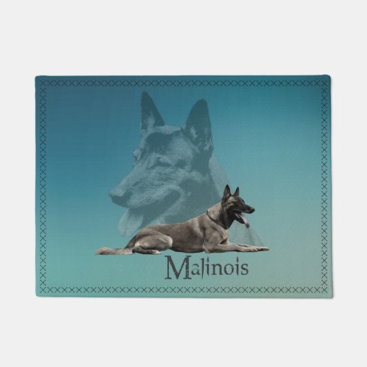 Malinois -ベルギーの羊飼い- Mechelaar ドアマット (正面)