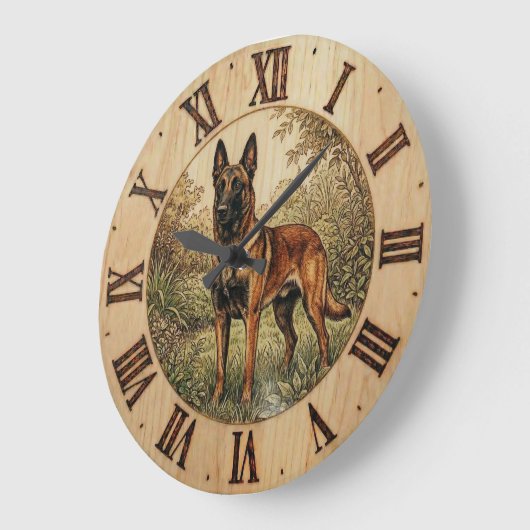 Malinois Dog Wall Clock – Home Decor ラージ壁時計 (傾斜)