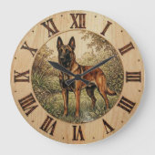 Malinois Dog Wall Clock – Home Decor ラージ壁時計 (正面)
