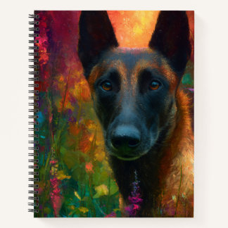 Malinois with Wildflowers Portrait ノートブック