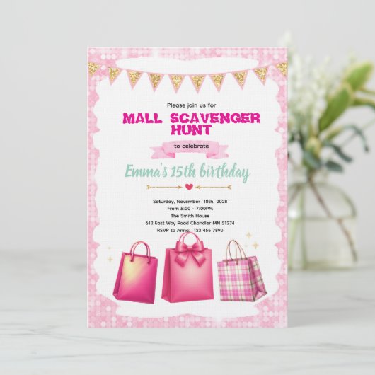 Mall Scavenger Hunt Party invitation 招待状 (スタンド正面)