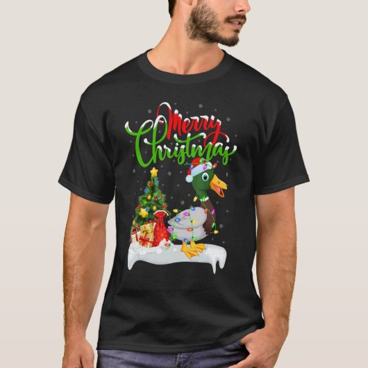 Mallard Bird Xmas Decorations Santa Mallard Chri Tシャツ (正面)