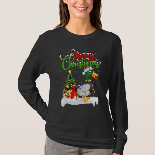 Mallard Bird   Xmas Decorations Santa Mallard Chri Tシャツ (正面)