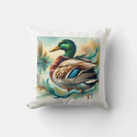 Mallard Duck 241024AREF138 - Watercolor クッション (正面)