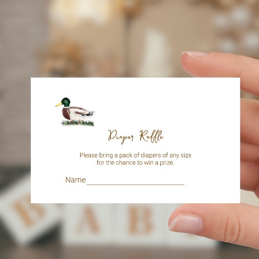 Mallard Duck Baby Shower Diaper Raffle Ticket エンクロージャーカード