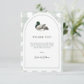 Mallard Duck Baby Shower Gender Neutral Green サンキューカード (スタンド正面)