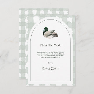 Mallard Duck Baby Shower Gender Neutral Green サンキューカード