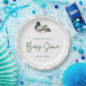 Mallard Duck Baby Shower Gender Neutral Green ペーパープレート (パーティー)