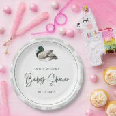 Mallard Duck Baby Shower Gender Neutral Green ペーパープレート (パーティー)