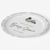 Mallard Duck Baby Shower Gender Neutral Green ペーパープレート (アングル)