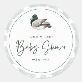 Mallard Duck Baby Shower Gender Neutral Green ラウンドシール
