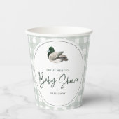Mallard Duck Baby Shower Gender Neutral Green 紙コップ (正面)