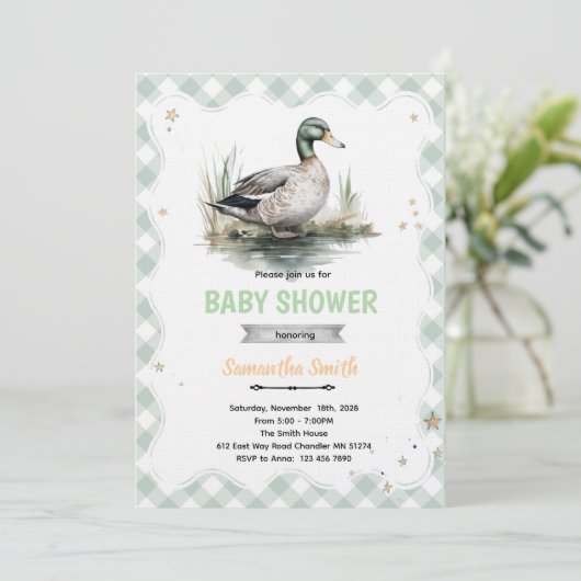 Mallard Duck Baby Shower Invitation 招待状 (スタンド正面)