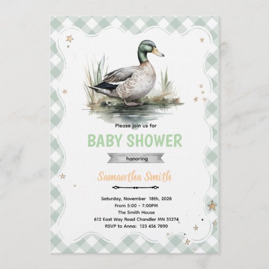Mallard Duck Baby Shower Invitation 招待状 (正面)