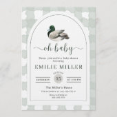 Mallard Duck Baby Shower Invitation, Neutral Green 招待状 (正面)