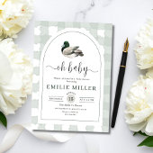 Mallard Duck Baby Shower Invitation, Neutral Green 招待状