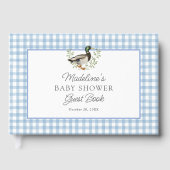 Mallard Duck Blue Gingham Baby Shower ゲストブック (正面)