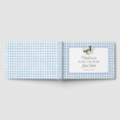 Mallard Duck Blue Gingham Baby Shower ゲストブック (全面)