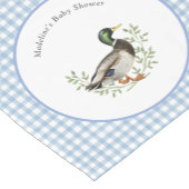 Mallard Duck Blue Gingham Shower Table Runner ショートテーブルランナー (コーナー)
