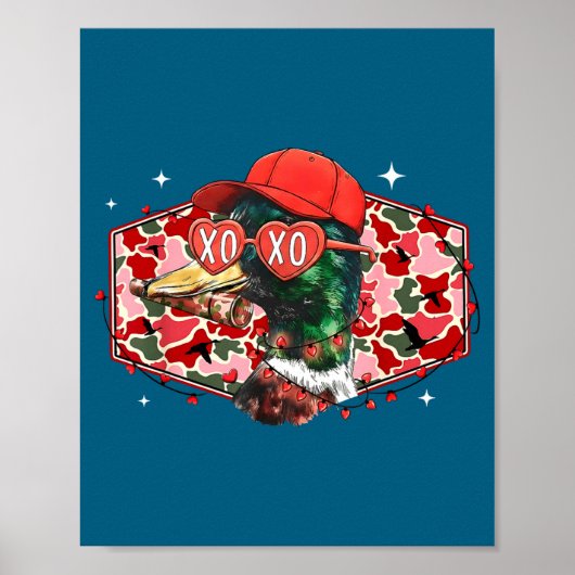 Mallard Duck Camouflage Happy Valentine's Day Hunt ポスター (正面)