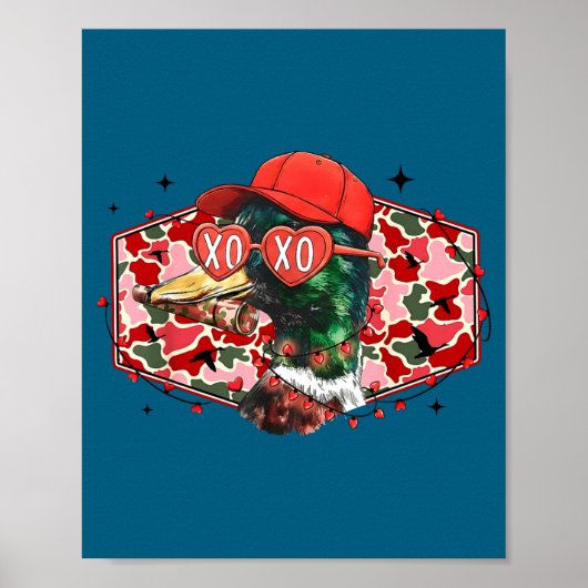 Mallard Duck Camouflage Happy Valentine's Day Hunt ポスター (正面)
